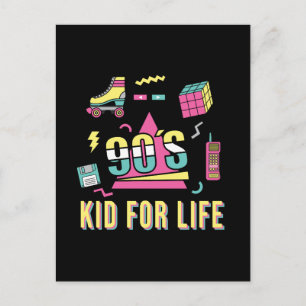 Vintage Retro 90's Kid For Life 1990s Nineties Holiday Postcard