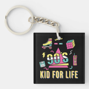 Vintage Retro 90's Kid For Life 1990s Nineties Key Ring