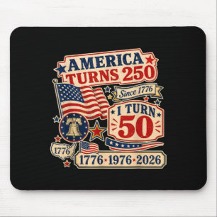 Vintage Retro Aamerica Turns 250 Turn 50 1976 50th Mouse Mat