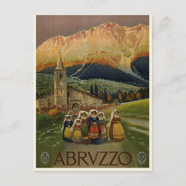 Vintage Retro Abrvzzo Travel Tourism Postcard (Front)
