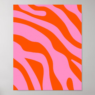 Vintage Retro Abstract Pink And Orange Poster