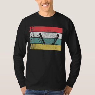 Vintage Retro Accordion Papa Music Musician Silhou T-Shirt