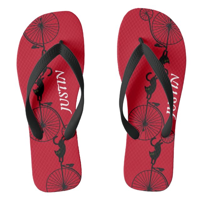 Vintage retro acrobatic cats Gang personalise Flip Flops (Footbed)