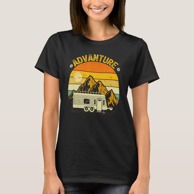 Vintage Retro Advanture Camper Camping T-Shirt (Front)