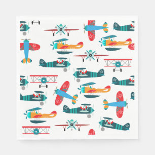 vintage retro aeroplane pattern napkin