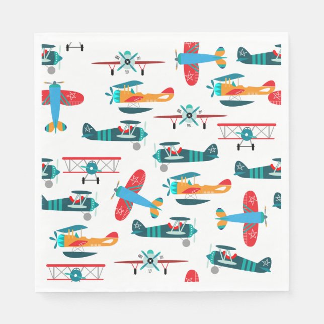 vintage retro aeroplane pattern napkin (Front)