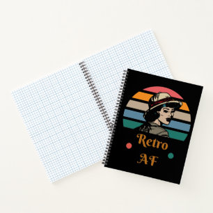 Vintage "Retro AF" Funny Rainbow Notebook