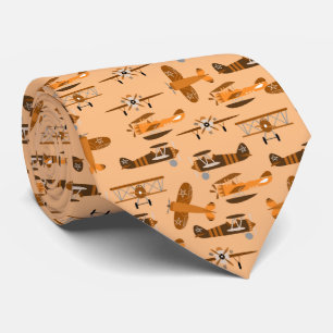 vintage retro airplane pattern tie