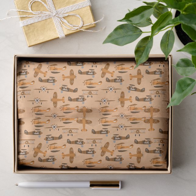 vintage retro airplane pattern tissue paper (Gift)