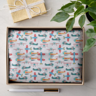 vintage retro airplane pattern tissue paper