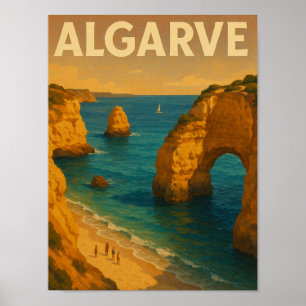 Vintage Retro Algarve Portugal Travel Poster