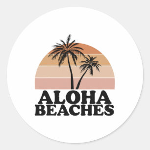Vintage Retro Aloha Beaches Beach Tropical Vacatio Classic Round Sticker