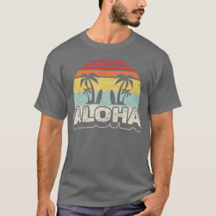Vintage Retro Aloha Hawaii Hawaiian Island Palm Be T-Shirt