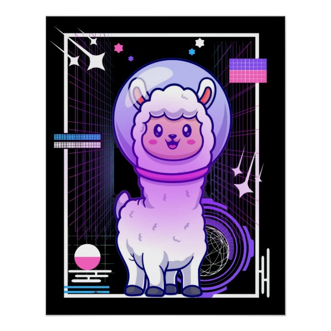 Vintage Retro Alpaca Poster (Front)