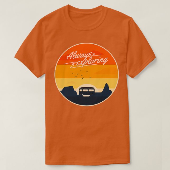 Vintage Retro Always Exploring Surf T-Shirt (Design Front)