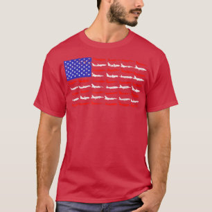 Vintage Retro American Flag Aeroplane 4th Of July T-Shirt