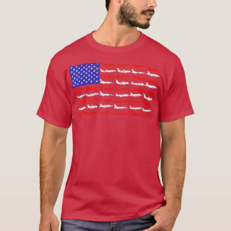 Vintage Retro American Flag Aeroplane 4th Of July  T-Shirt