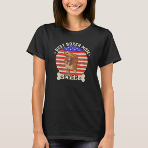 Vintage Retro American Flag Best Boxer Dog Mum T-Shirt