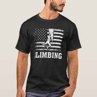 Vintage Retro American Flag Climbing 4th Of July T-Shirt