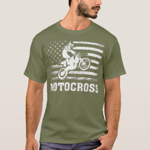 Vintage Retro American Flag Motocross 4th Of T-Shirt
