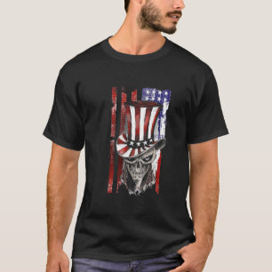 Vintage retro American flag skull ,patriotic  T-Shirt