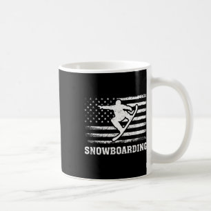 Vintage Retro American Flag Snowboarding 4th Of Ju Coffee Mug