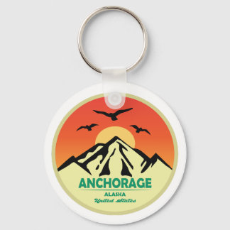 Vintage Retro Anchorage Alaska Key Ring