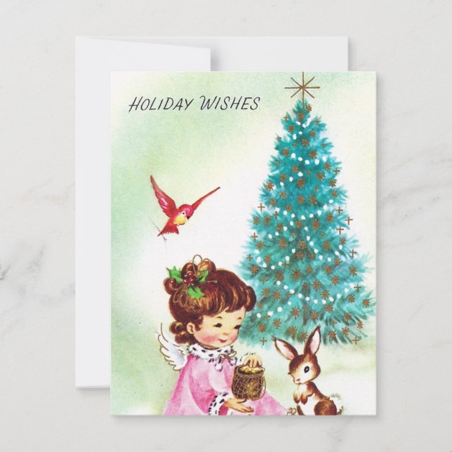 Vintage retro Angel add message card (Front)