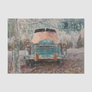 Vintage Retro Antique Rustic Teal Brown Truck Tissue Paper