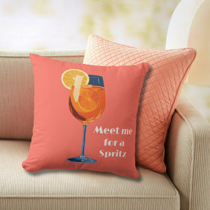 Vintage Retro Aperol Spritz Italian Cocktail Custo Cushion
