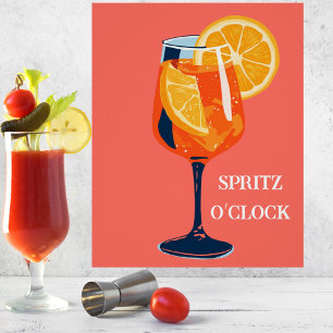 Vintage Retro Aperol Spritz Italian Cocktail Custo Poster
