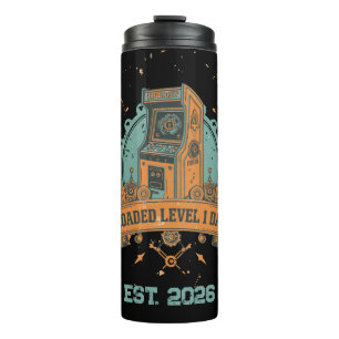 Vintage Retro Arcade Level 1 Dad Custom Year Gift Thermal Tumbler