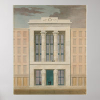 Vintage Retro Architecture Drawing Building Facade