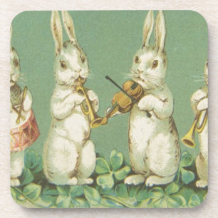 Vintage Retro Art Easter Bunny Bunnies Orchestra Coaster