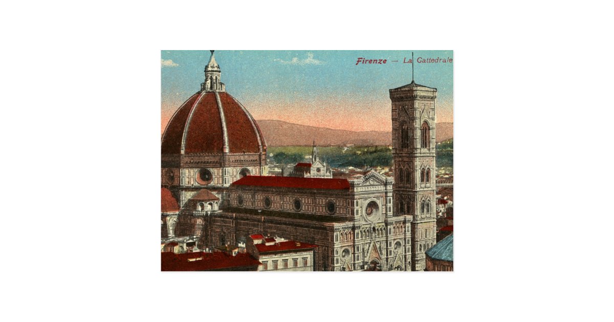 Vintage Retro Art Florence Italy Italia Cathedral Postcard Uk 0247