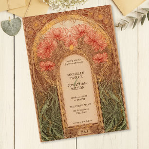 Vintage Retro Art Nouveau Botanical Garden Frame  Invitation