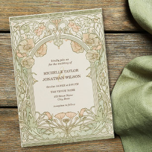 Vintage Retro Art Nouveau Botanical Garden Frame Invitation