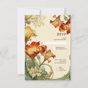 Vintage Retro Art Nouveau Botanical RSVP