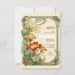 Vintage Retro Art Nouveau Botanical RSVP