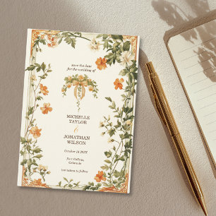 Vintage Retro Art Nouveau Botanical Save the Date Invitation