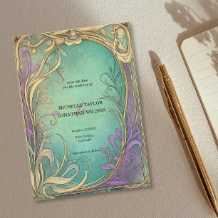 Vintage Retro Art Nouveau Botanical Save the Date Invitation