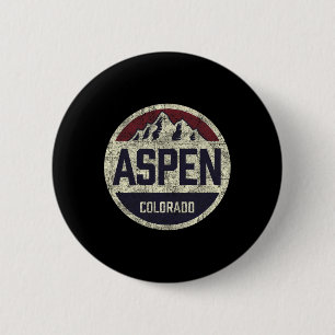 Vintage Retro Aspen Colorado Mountain Circle Skiin 6 Cm Round Badge