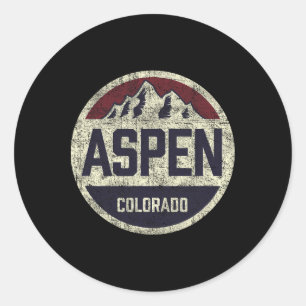 Vintage Retro Aspen Colorado Mountain Circle Skiin Classic Round Sticker