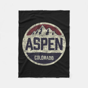 Vintage Retro Aspen Colorado Mountain Circle Skiin Fleece Blanket
