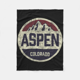 Vintage Retro Aspen Colorado Mountain Circle Skiin Fleece Blanket