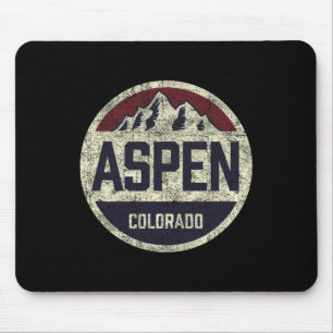 Vintage Retro Aspen Colorado Mountain Circle Skiin Mouse Mat