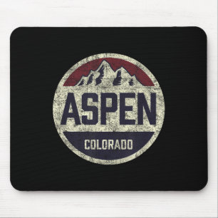 Vintage Retro Aspen Colorado Mountain Circle Skiin Mouse Mat
