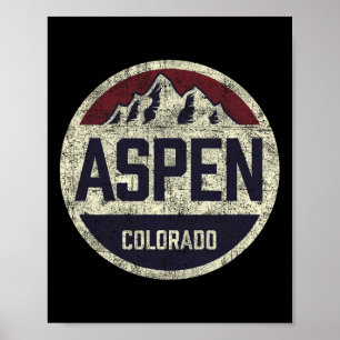 Vintage Retro Aspen Colorado Mountain Circle Skiin Poster