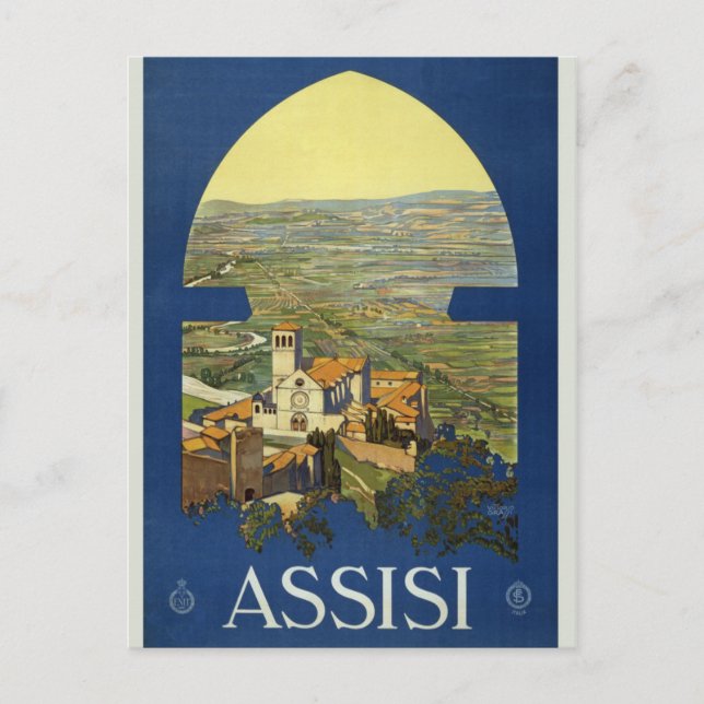 Vintage Retro Assisi Italy Italian Travel Tourism Postcard (Front)
