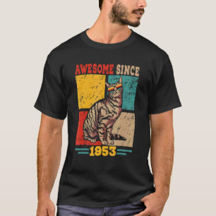 Vintage Retro Awesome Since 1953 69th Bday Cat Sun T-Shirt